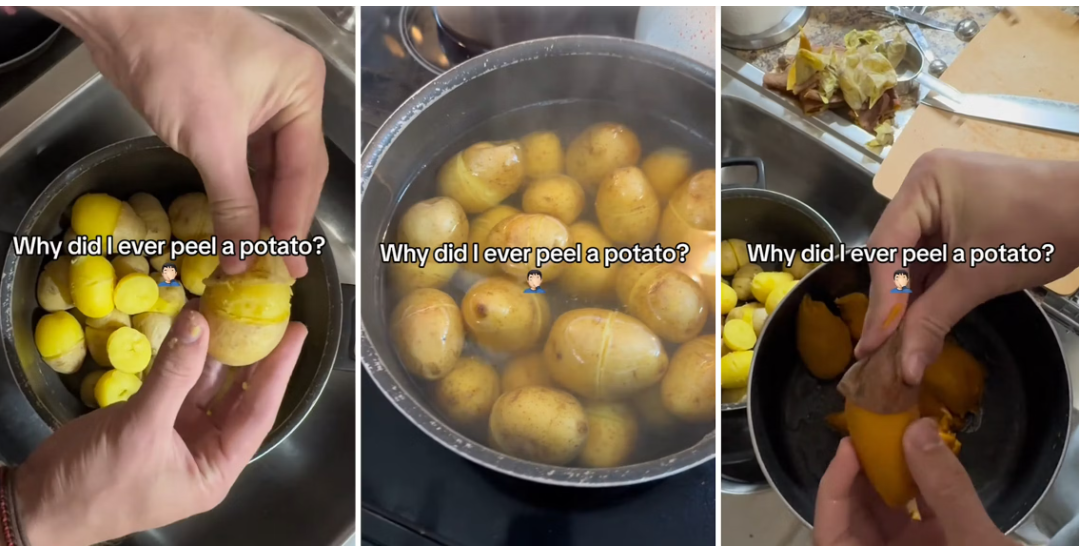 Эксперт в Tik Tok показал, как за несколько минут почистить целую кастрюлю вареного картофеля. Видео