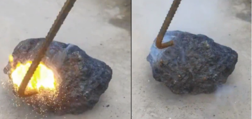 Рідкісний африканський камінь, що видає вогонь при контакті з залізом, жахає людей. Видео